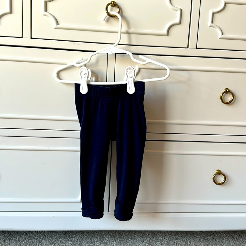 Janie and Jack navy leggings with bow detail at ankle